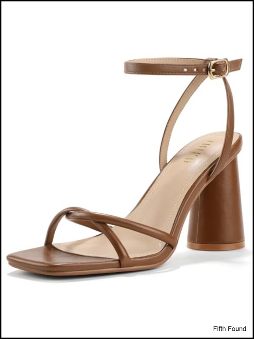 Chunky Strappy Heels for Women Open Square Toe Block Heel Faux Leather 3.5"